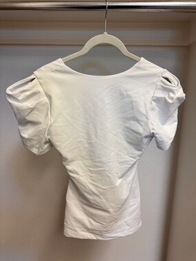 Women's White Puff Sleeve Top - Classic Short Sleeve Tee